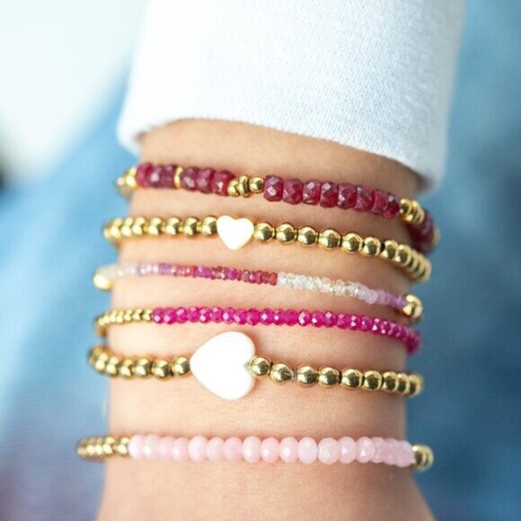 Gorgeous GENIUINE Ruby Jewelry Set Beaded Necklace & Bracelet Non Tarnish Gold - Picture 4 of 14